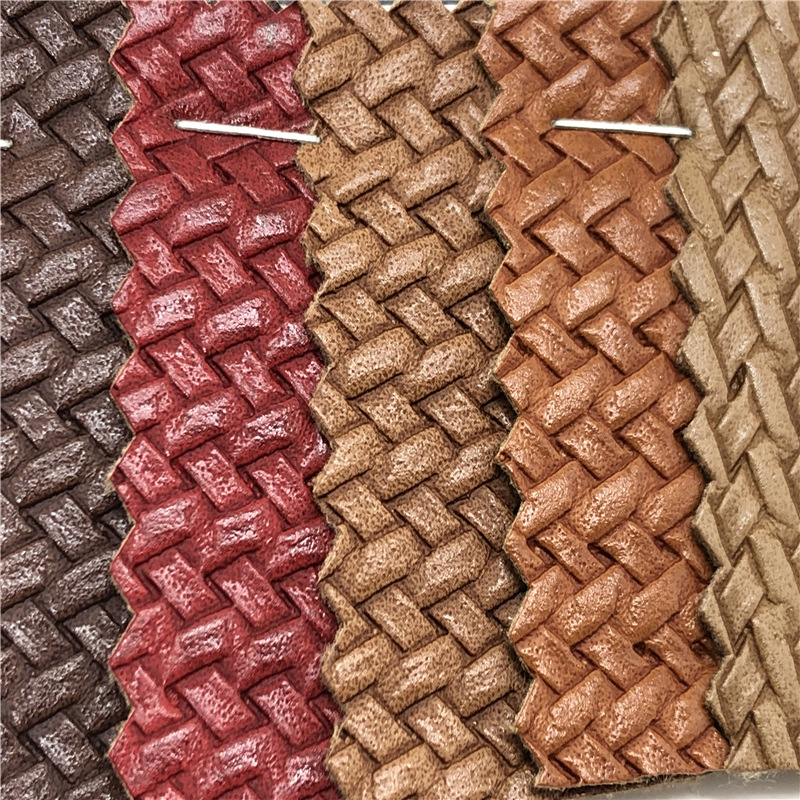 现货编织纹人造皮革 软包硬包沙发面料  箱包皮料  服装革 超纤革