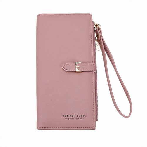 Factory direct sales new women's wallet Korean version solid color women's clutch bag large capacity women's wrist bag coin bag