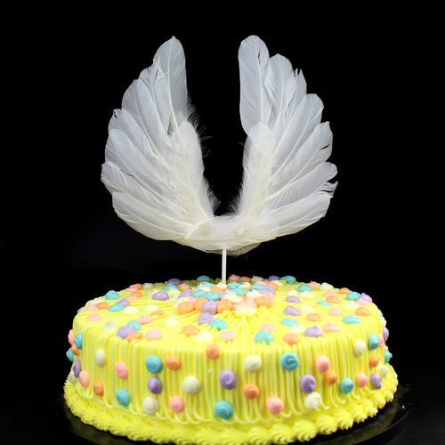 Wholesale Feather Wings Flags Food Grade Paper Sticks Birthday Party Cake Baking Decoration Angel Wings Flags