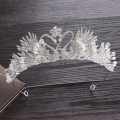 New bridal crown headdress European and American atmospheric swan hair accessories princess diamond-encrusted handmade super fairy wedding jewelry headband