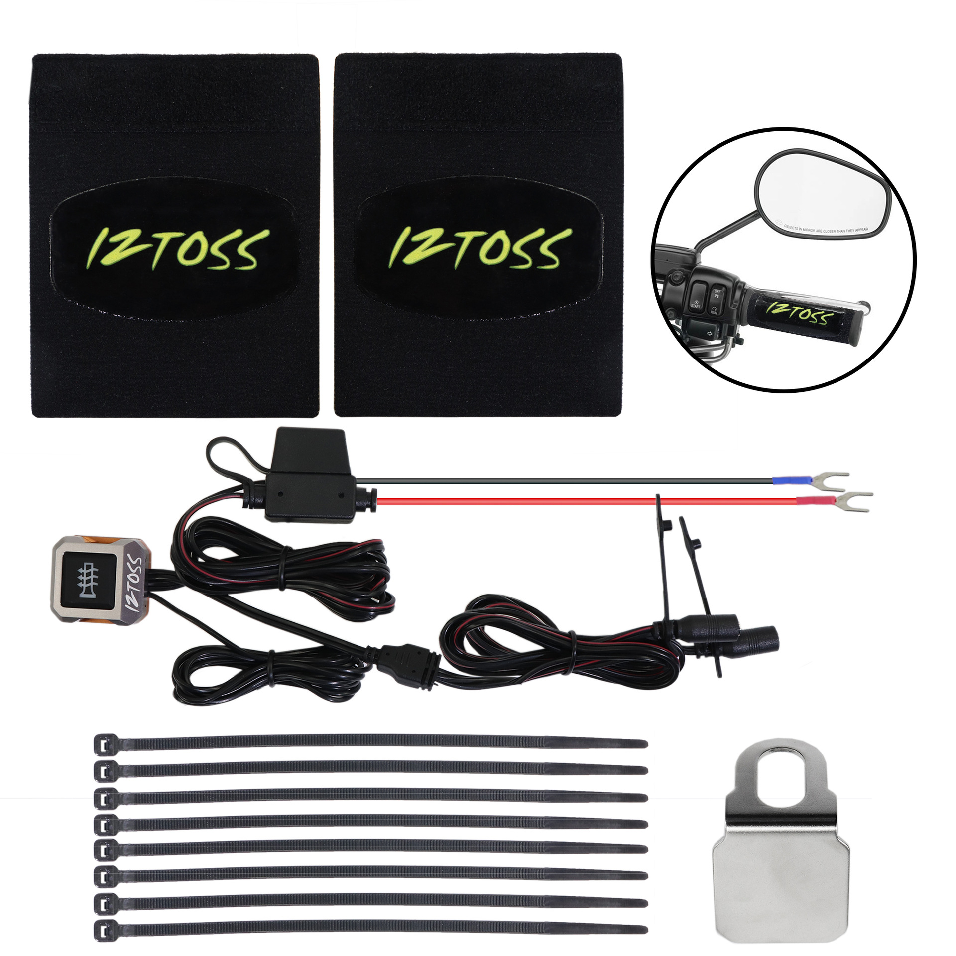 Motorcycle12 VHeated Handlebar Heater Pad Kit With Wire And Handlebar Switch30-36mm Handlebar