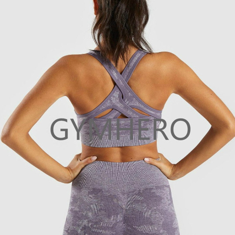 lulu瑜伽文胸迷彩无缝运动文胸跨境美背健身运动瑜伽无缝内衣bra