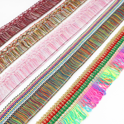Edging 3 Indian Style Small Plaid Mixed Color Ethnic Seven Color Fringe Curtain Fabric Accessories