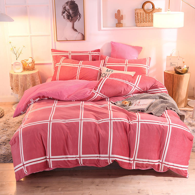 秋冬加厚保暖水晶绒四件套 环保印染防静电套件 防滑透气床上用品|ms