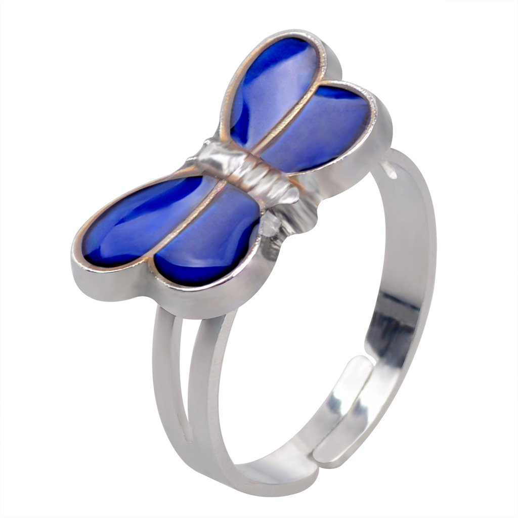 Fashion Cute Butterfly Temperature-sensing Color Opening Ring display picture 10