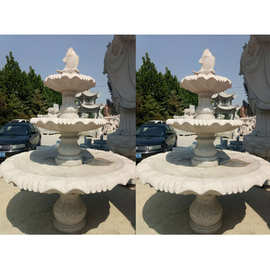 小区石雕水盆图片 曲阳汉白玉石材水盆雕刻 大型景观石头水盆价格