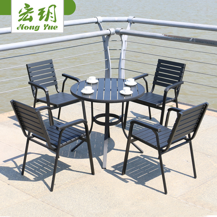 厂家直销塑木桌椅庭院阳台花园休闲铝合金桌椅 户外塑木三五件套