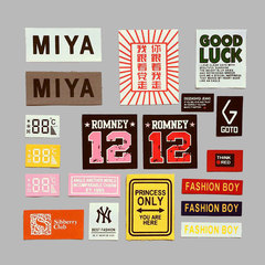 New Arrival Fashionable Colorful Lettering Offset-Printed Fabric Patches  
Clothing Accessories for DIY: Patch Stickers, Pull-Tab Labels, & Machine-Stitched Designs