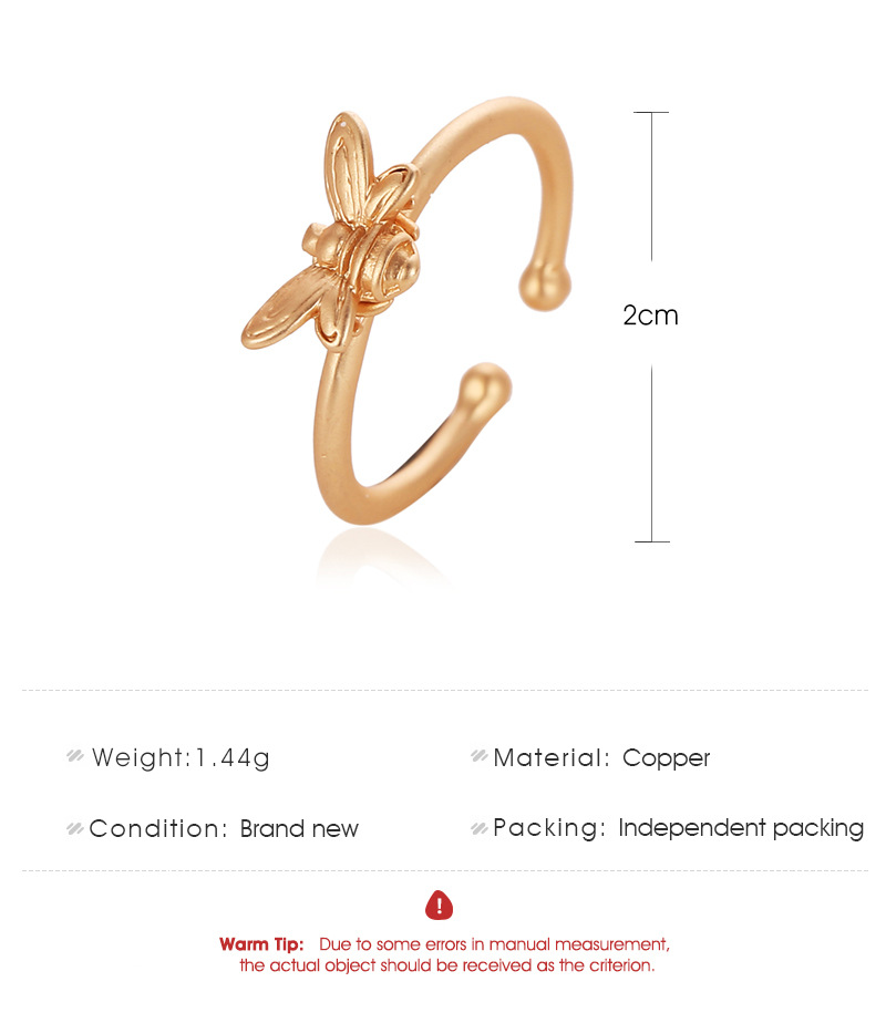 Creative Small Bee Simple Ring Sub-gold Opening Animal Ring Wholesale Nihaojewelry display picture 1
