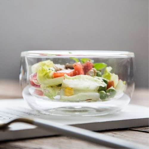 耐热玻璃碗高硼硅隔热玻璃碗安全透明宝宝辅食防烫沙拉碗甜品碗