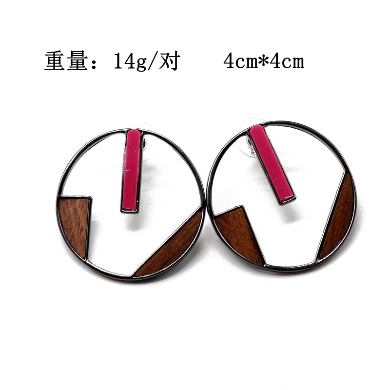 Fashion Earrings Round Hollow Resin Wooden Irregular Earrings Red Green Dotted Earrings display picture 1