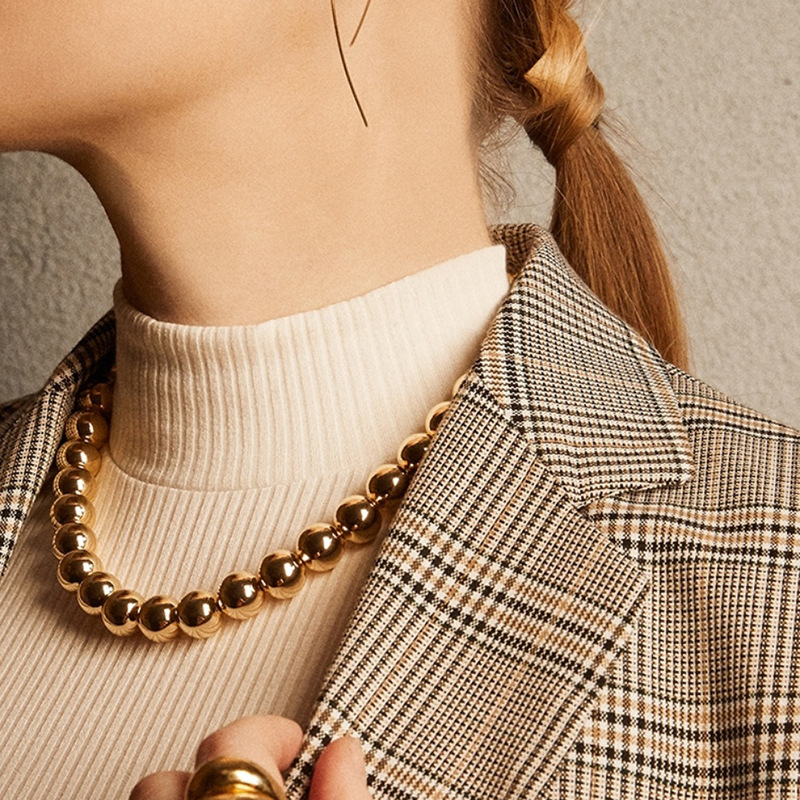 Anniversary, Business, Travel Occasion Fashion Exaggerated Big Gold Chain Metal Neck Chain Clavicle Chain