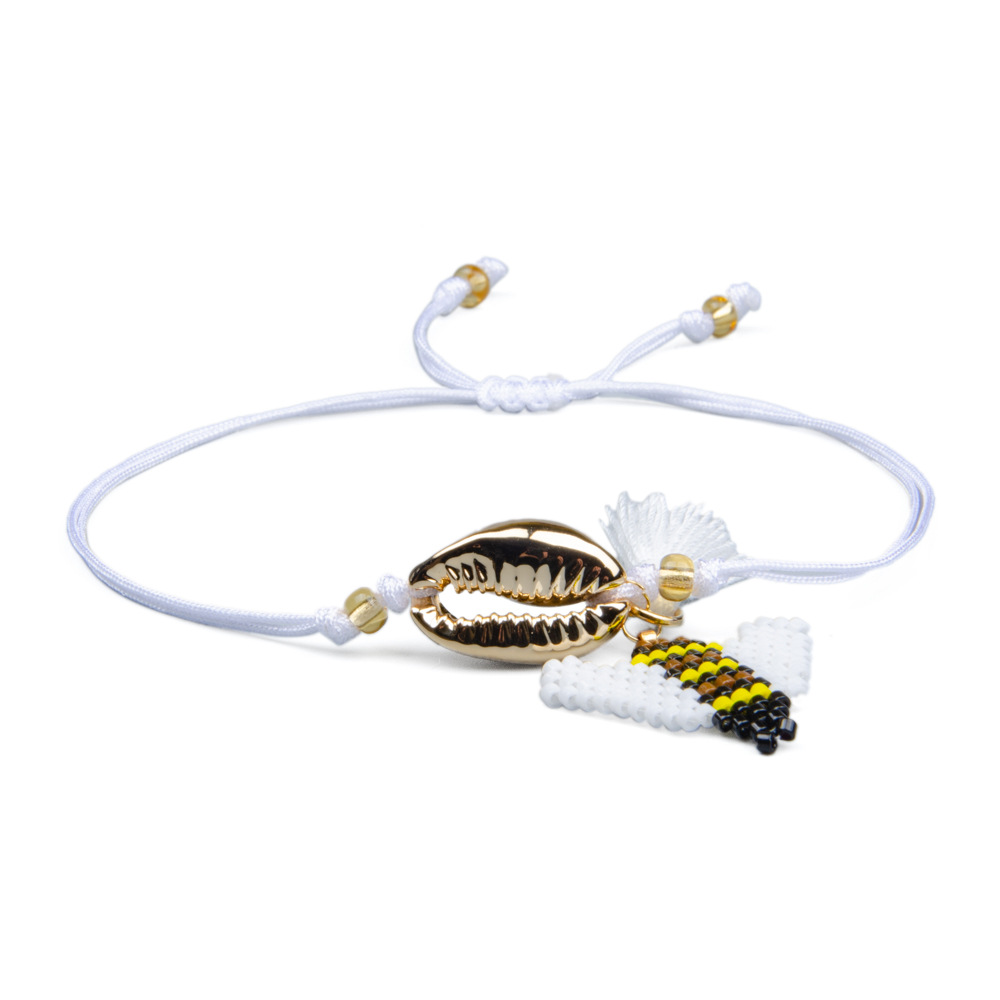 Miyuki Gewebtes Armband Db Antike Reis Perlen Grenz Überschreitende Accessoires Goldene Muschel Quaste Klassische Große Flügel Biene display picture 9