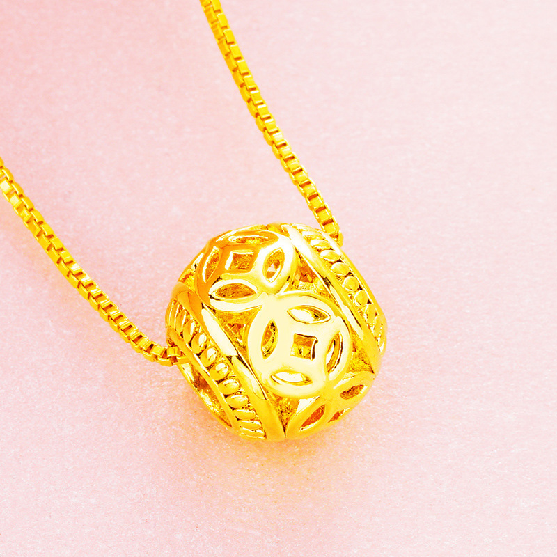 Arena de terciopelo oro imitación 24K oro hueco moneda suelta perlas colgante Vietnam arena oro luantong antiguo francés perlas COLLAR COLGANTE