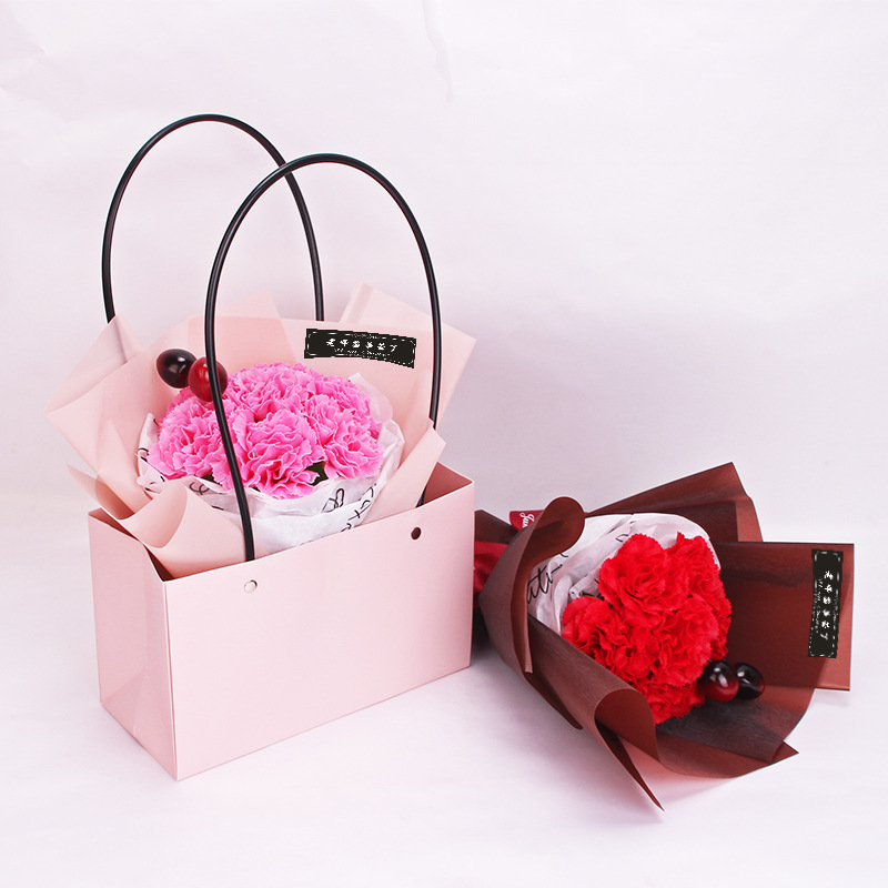 1908新款7朵康乃馨圆捧花束 红粉2