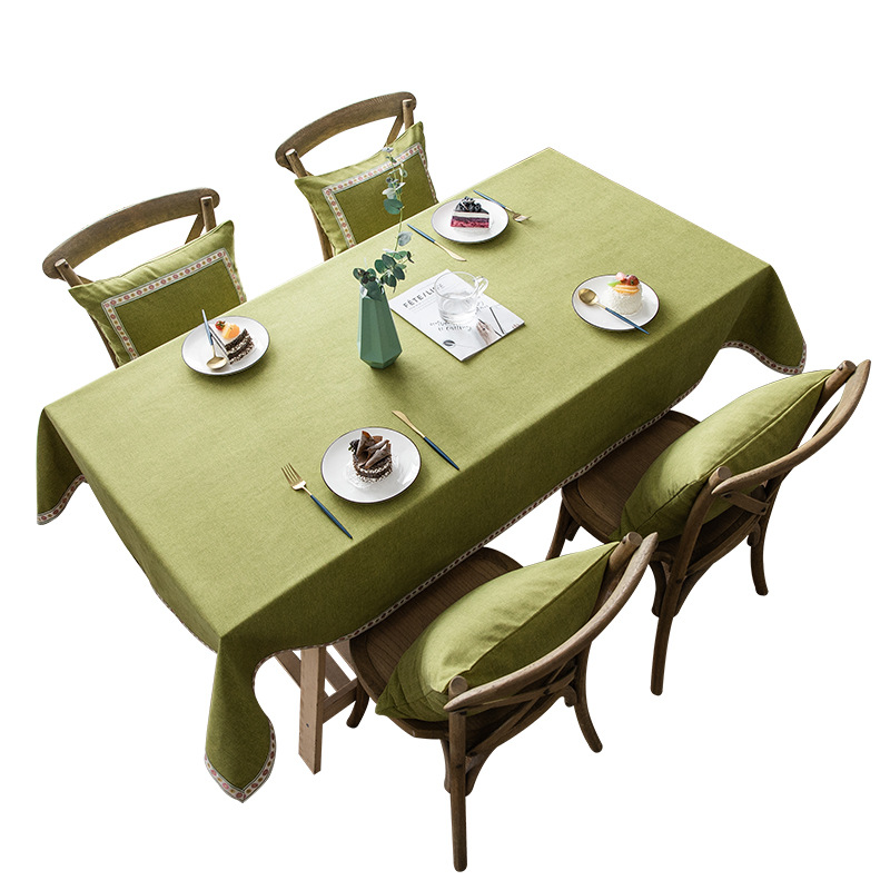 简约现代文艺桌布纯色仿棉麻台布茶几餐桌布布艺小清新绿色