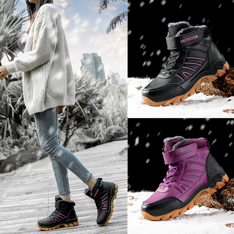 On behalf of Cross border Large Mountaineering Cotton boots Help Warm Cashmere Women's Boots outdoors cross-country Running shoes Climbing shoes