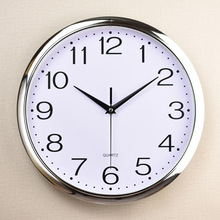 12英寸塑料电镀 石英钟表卧室客厅挂钟表简约时钟定制LOGO 广告钟