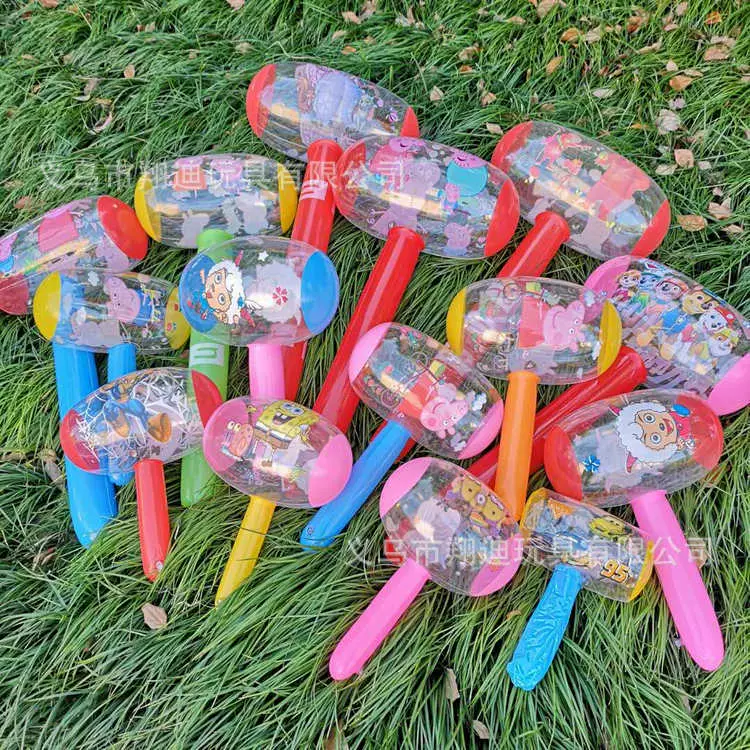 佩琪vc充气小榔头充气锤子捏会响带铃铛扫码地推礼品充气玩具批发