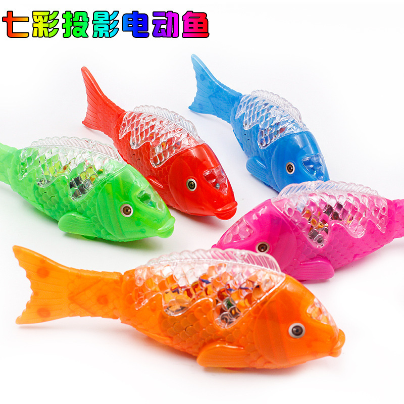 透明电动鱼 地摊热销玩具 仿真鲤鱼玩具 广场夜市 灯笼电动鱼批发