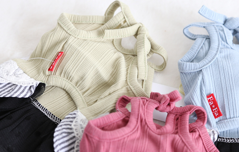 竖条胸花拼布裙