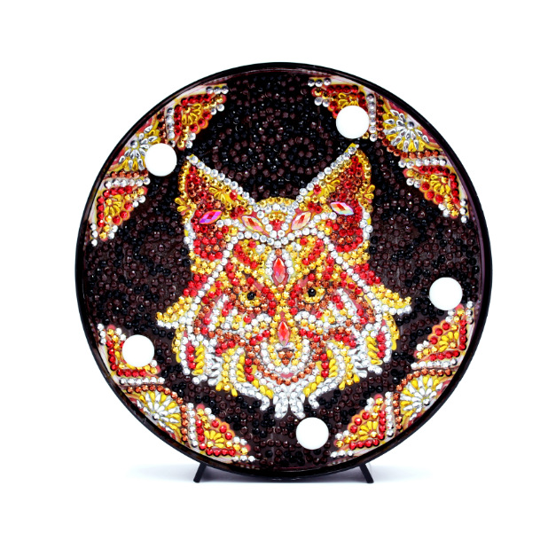 狼頭鑽石帶燈畫燈 diy帶燈鑽石畫 節日裝飾鑽石畫燈