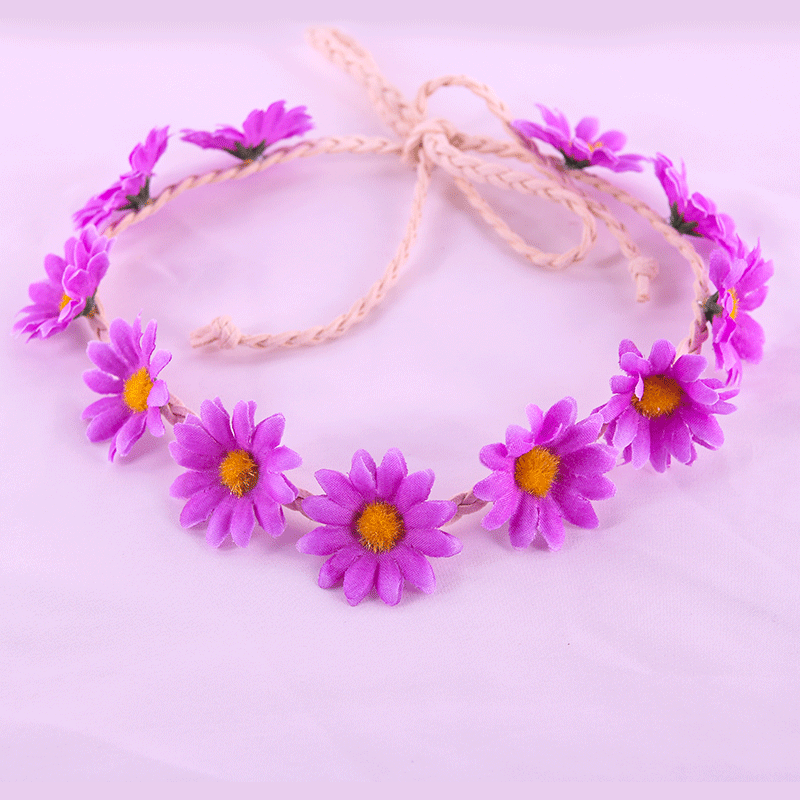 Las nuevas mujeres de la Margarita girasol Garland Seaside Beach flor tocado diadema tejida banda de pelo de la margarita