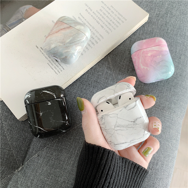 Suitable for AirPods2 Headphone Protective Case Apple Wireless Headphone Case Marble Pattern Headphone Storage Box Headphone Bag