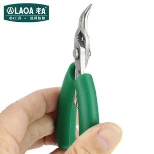 Old A Mini Palm 4 Inch Curved Nose Pliers Made in Taiwan Stainless Steel Round Flat Mouth Curved Spiked Nose Pliers Jewelry Handmade Pliers