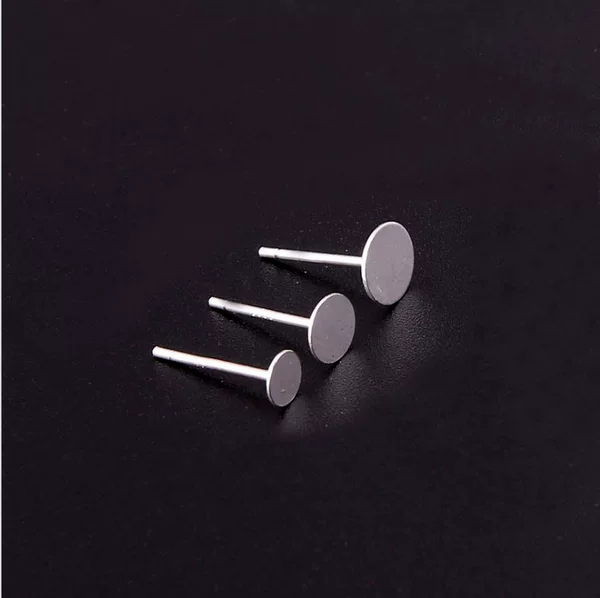 925 Silver Needle Flat Bottom Earrings Toe Flat Head Ear Needle Inlaid with Pearl Honey Wax Turquoise Flat Type Earrings diy Accessories