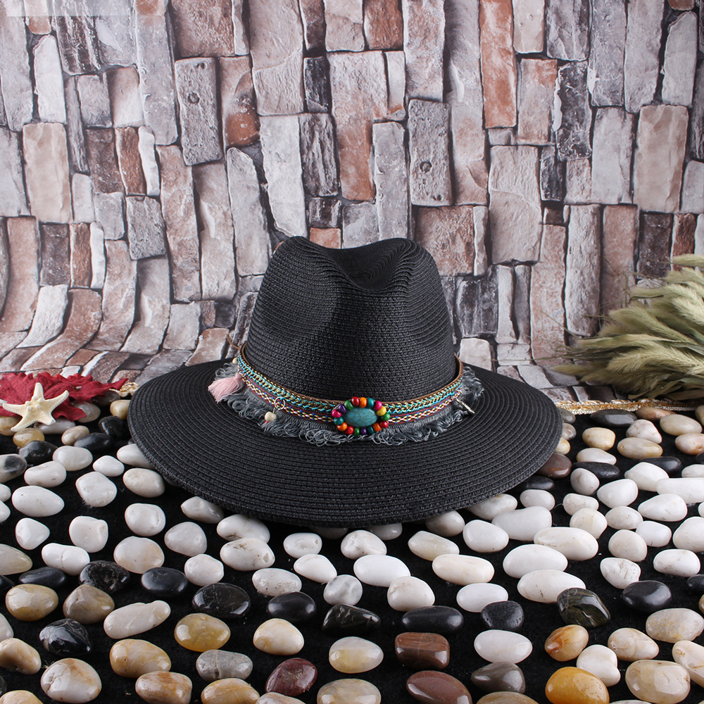 Sombrero de paja de mujer a juego de moda de verano nuevo sombrero de paja ajustable con protección solar en forma de campana sombrero de paja de viaje de playa