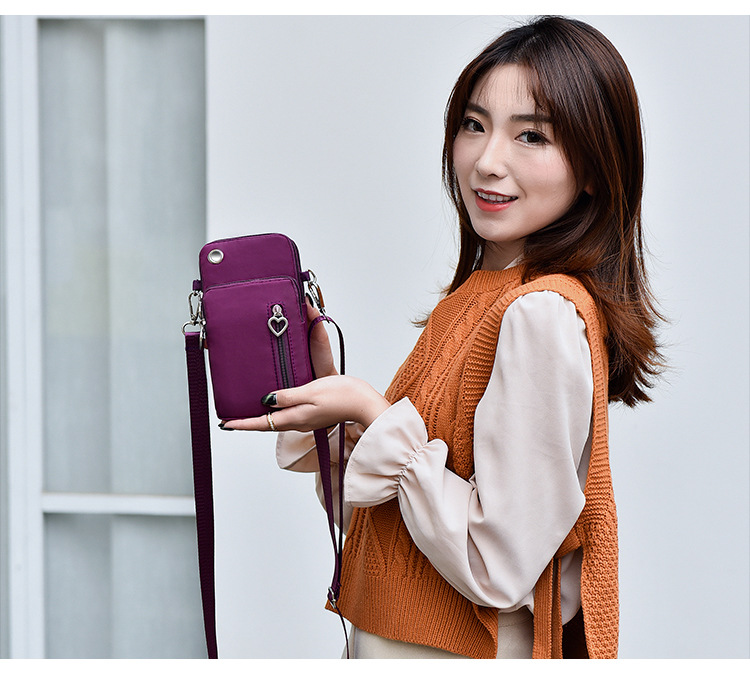 112g Weight Polyester Lining Material Zipper Closure Type Single Shoulder Strap Strap Type Phone Wallet Bags Type Daily Occasion Oxford Cloth Material Solid Color Pattern All Seasons Season Unisex Gender Fashion Style Square Shape Unisex All Seasons Oxford Cloth Fashion Phone Wallet 14