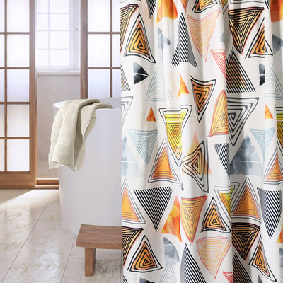 厂家批发京彩防水防霉涤纶浴帘数码印花古典三角180*200 一件代发|ms