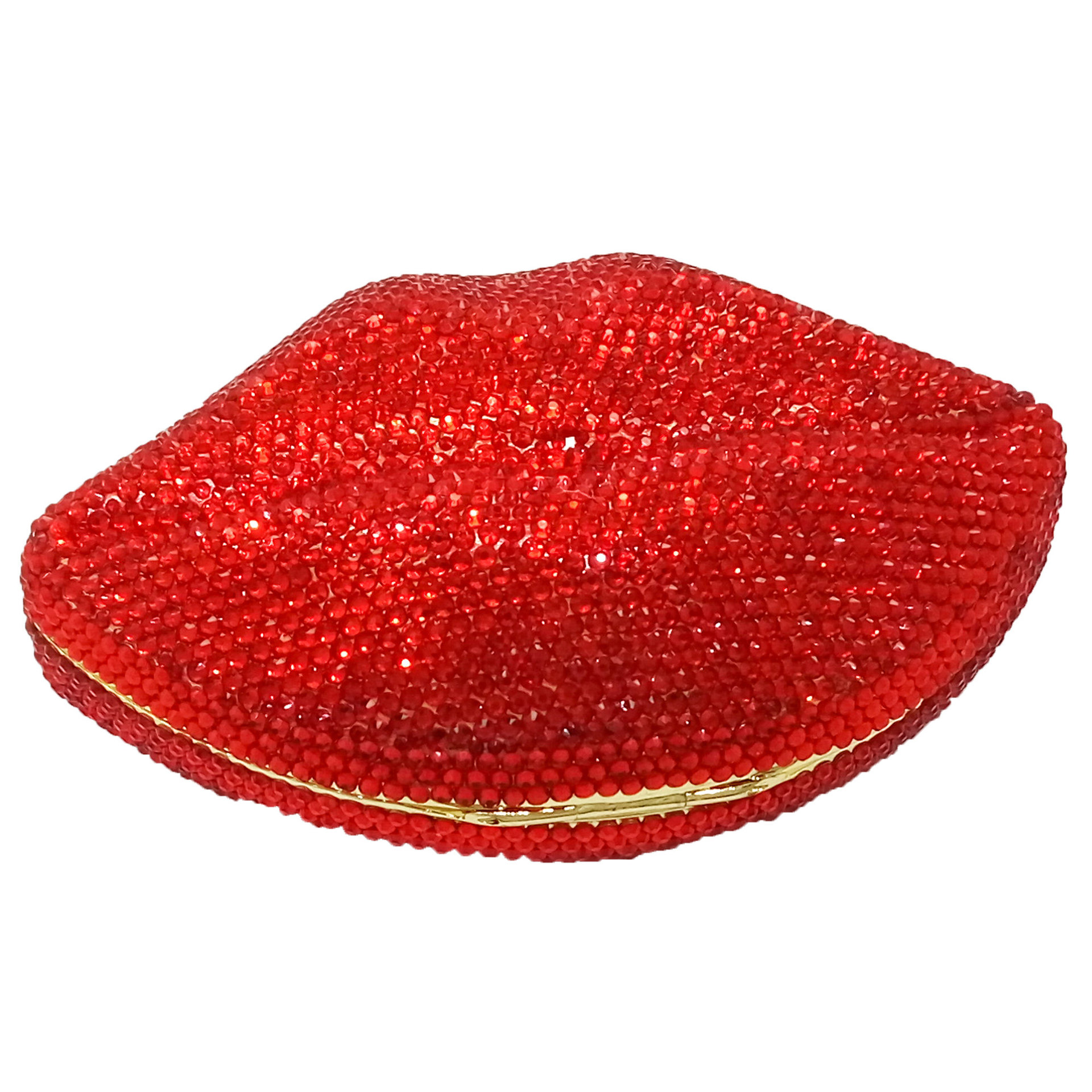 Fashion Women's Bag New Metal Sticker Diamond Dinner Bag Flat Diamond Hand Bag Lip Rhinestone Bag display picture 14