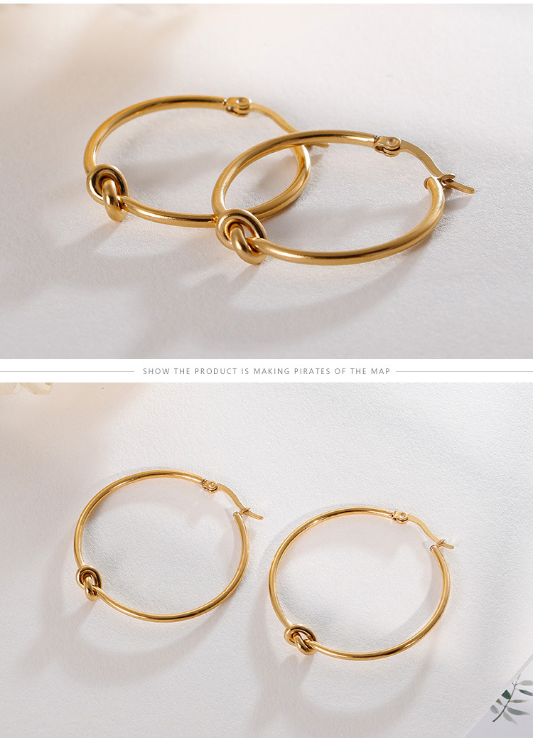 Geometric Pattern PVD Coated 18K Gold Plated Geometric Titanium Steel Fashion Waterproof Non Tarnish Earrings