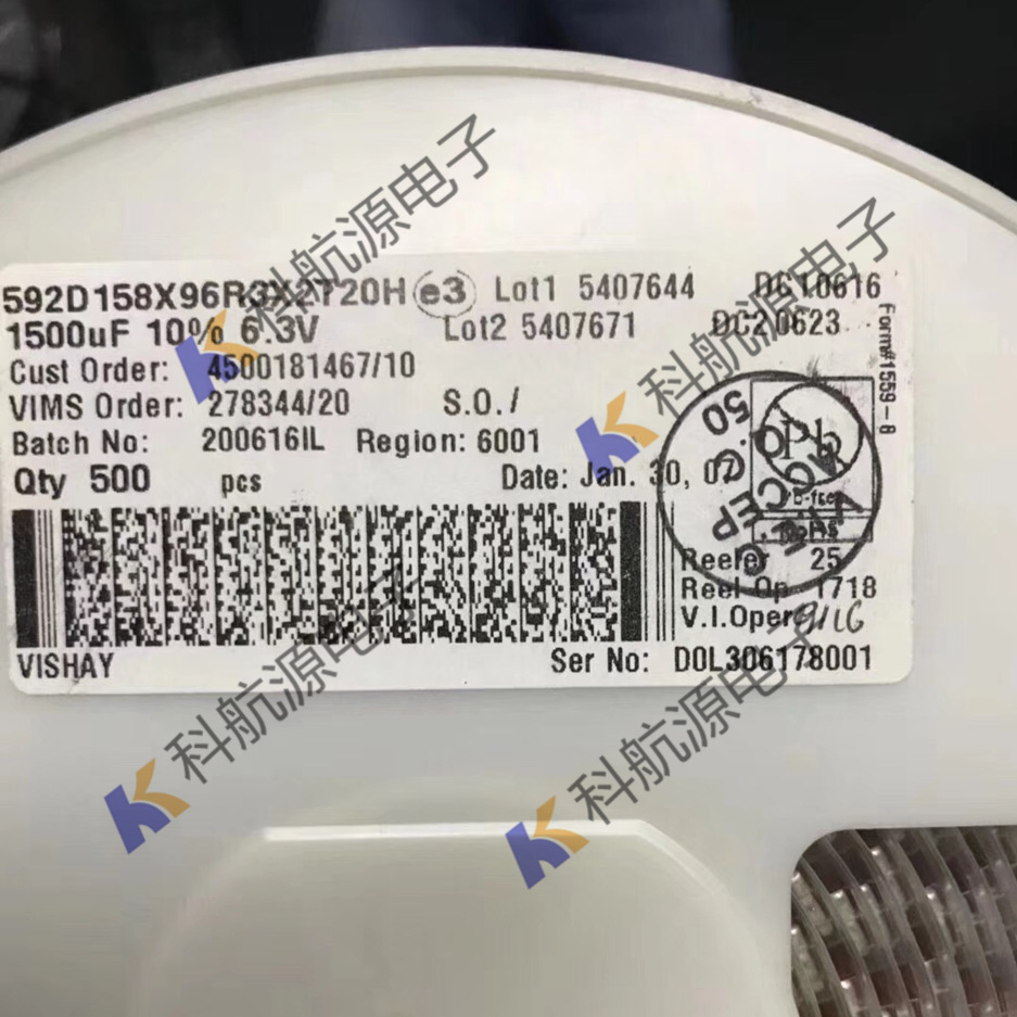 全新原装592D158X96R3X2T20H 固体钽质电容器 6.3V/1500UF vishay