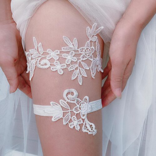 Bridal Garter Belt, Sky-Blue Lace Suspender with Multiple Colors, Sexy & Playful Thigh-High Ring—Western Wedding Accessory, LW36