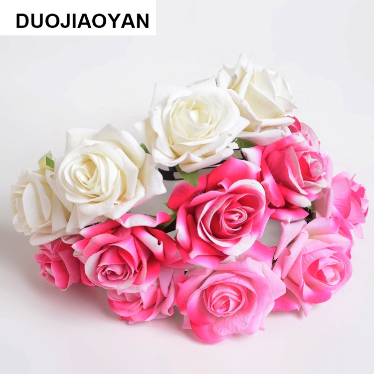 160g Weight Headwear Classification Wedding, Travel Occasion Plaid, Flower Pattern Women'S Gender Fashion Style White, Pink, Red Color New Velvet Simulation Rose Flower Wreath Headband Wholesale Nihaojewelry 5