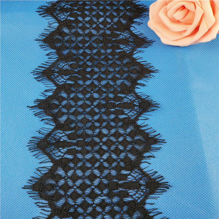 11cm店长推荐黑白色现货锦棉股线蕾丝睫毛花边面料婚纱眼睫毛布料