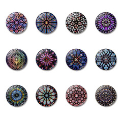 Paris Notre-Dame Cathedral Rose Window Crystal Glass Fridge Magnet & Whiteboard Sticker, 25mm, Creative Souvenir