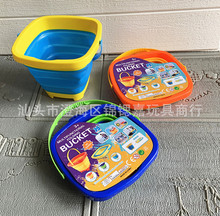 儿童沙滩玩具多功能折叠戏水洗澡手提硅胶水桶男女孩浴室玩具