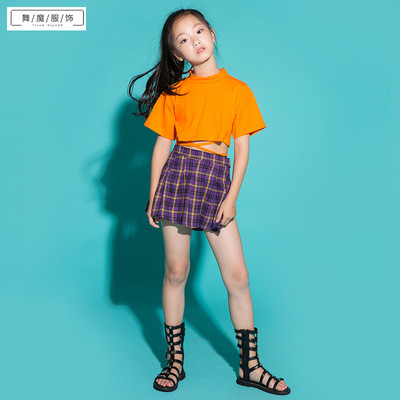new pattern girl Sir Dancing clothes child Navel Korean Edition children Hip hop Hip hop suit a juvenile costume