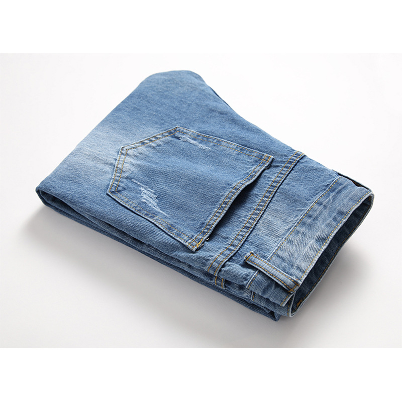 Men's new distressed jeans, fashionable and casual straight leg jeans_voghion.com