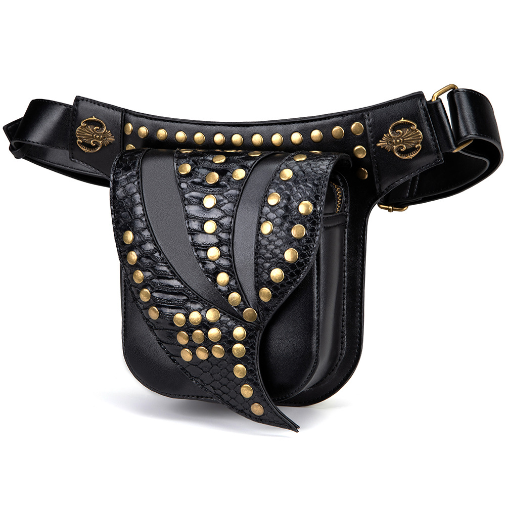 Femmes Moyen Toutes Les Saisons Faux Cuir Couleur Unie Punk Bouton En Métal Carré Boucle Magnétique Sac Banane display picture 2