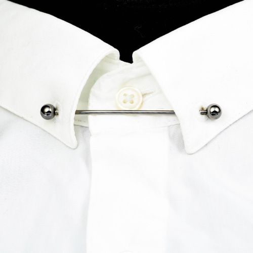 High quality round ball men's business shirt collar pin collar flower one-word thread buckle metal collar corner bar