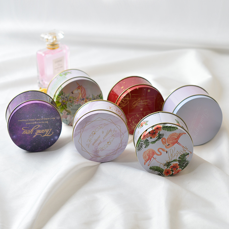 Creative horse mouth iron boxes round candy box color printed…