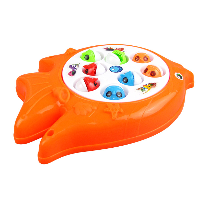 Juego de pesca de rompecabezas de música entre padres e hijos juegos interactivos Plataforma de pesca magnética giratoria eléctrica para niños