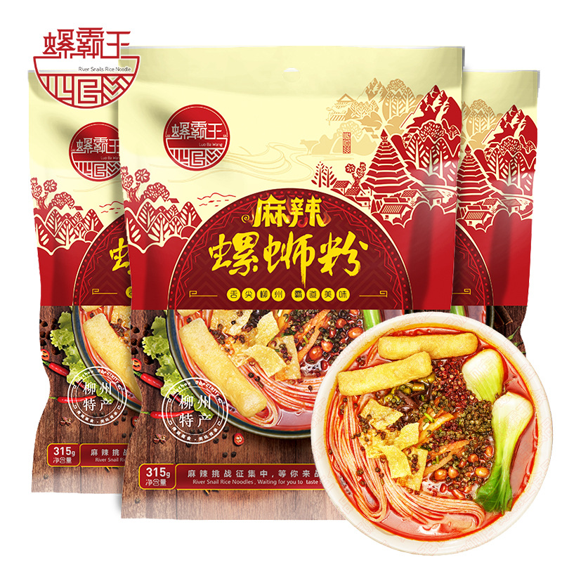 Overlord Spicy flavor Guangxi Liuzhou specialty fresh Snail powder Fusilli Instant noodles 315g bulk