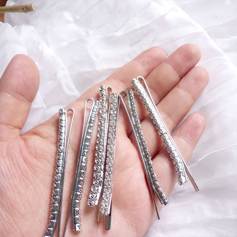 Fashion Diamond Word Clip Silver Hair Clip Nihaojewelry Wholesale  Side Clip Net Red Crystal Crystal Diamond Bangs Clip Hairpin Set display picture 4