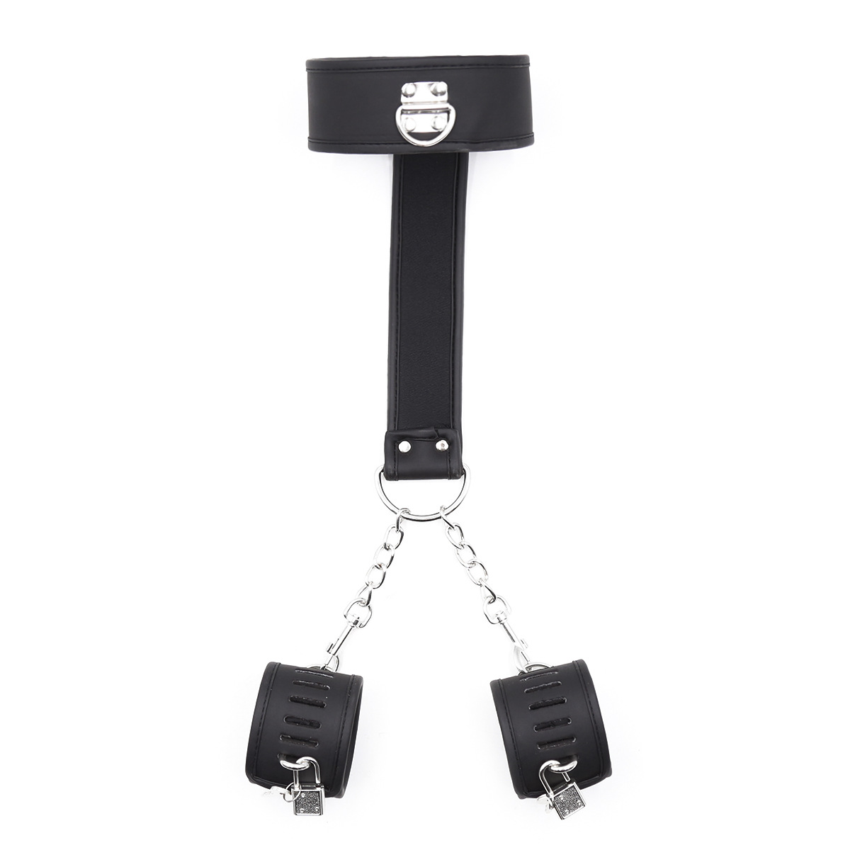 Venta al por mayor Amazon oferta de comercio exterior cuello de mano de cuero suave cuello conectado mano espalda manguito apretado esposas collar de juguete